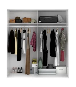 Armario 2 puertas correderas acabado blanco/roble 200 cm(alto)180 cm(ancho)60 cm(fondo)