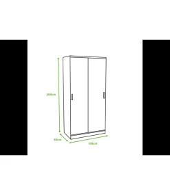 Armario 2 puertas correderas acabado roble/blanco, 200 cm(alto)100 cm(ancho)50 cm(fondo.
