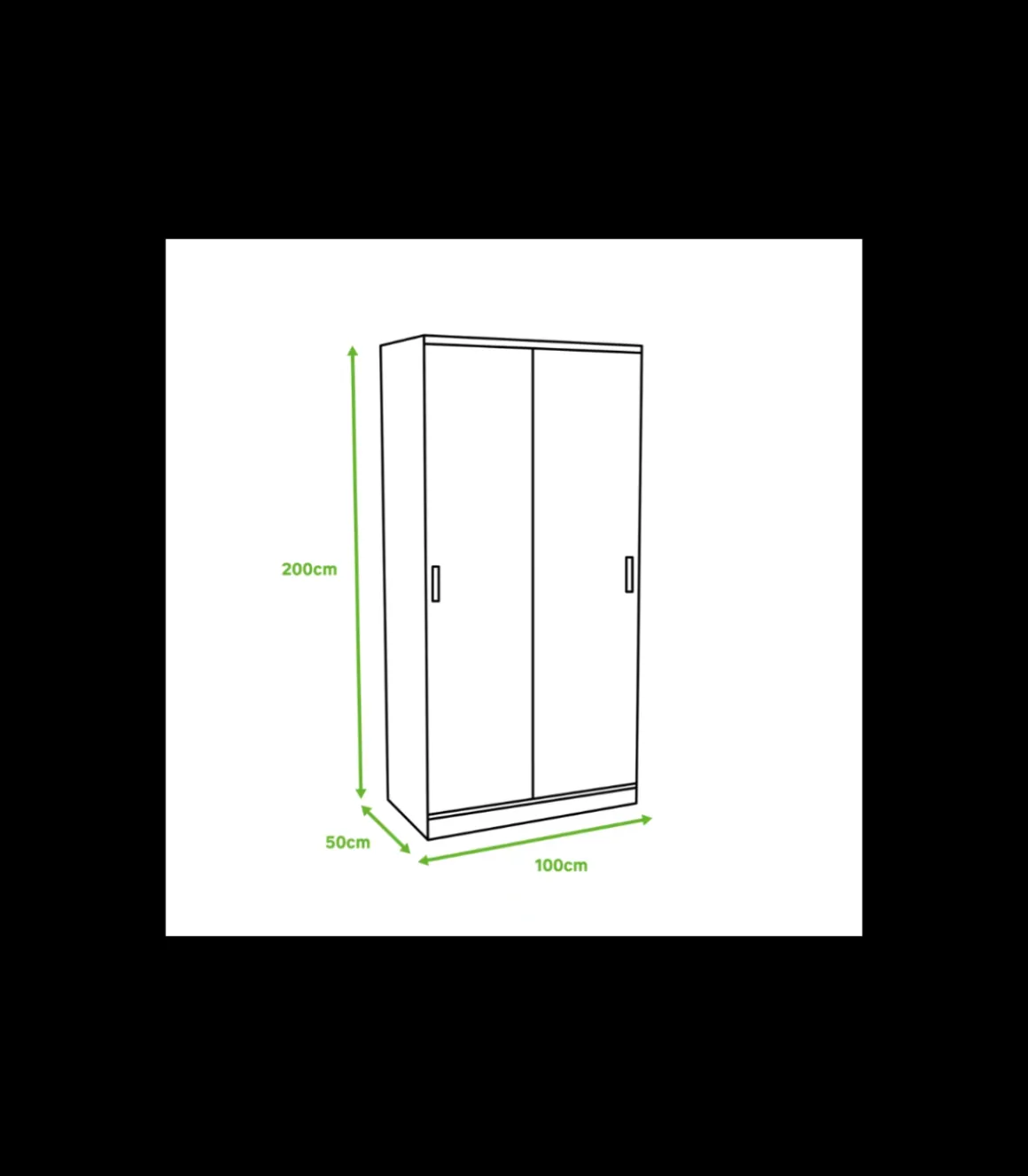 Armario 2 puertas correderas acabado blanco, 200 cm(alto)100 cm(ancho)50 cm(fondo.