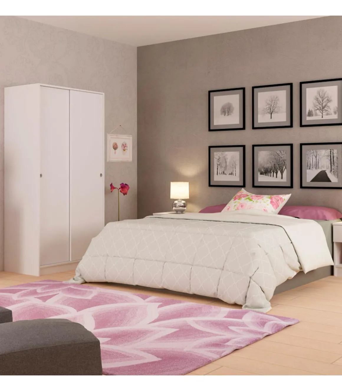 Armario 2 puertas correderas color acabado blanco 180 cm(alto)89,6 cm(ancho)50 cm(fondo)