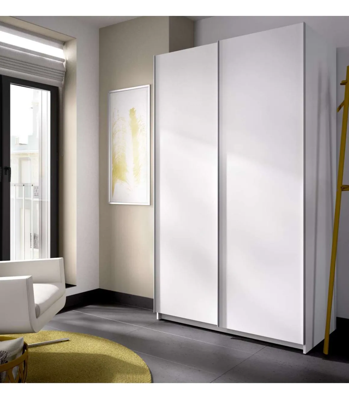 Armario puertas correderas Connor acabado blanco 204 cm(alto)120 cm(ancho)65 cm(largo