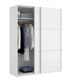 Armario 2 puertas correderas Lupión acabado blanco 204 cm(alto)180 cm(ancho)65 cm(largo)