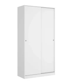 Armario puertas correderas Lupión en blanco brillo. Ancho 100 x fondo 50 x alto 204 cm.