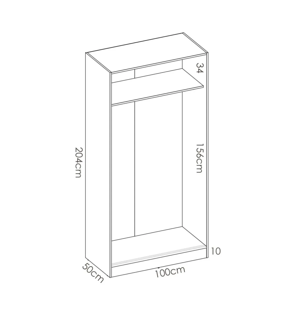 Armario puertas correderas Lupión en blanco brillo. Ancho 100 x fondo 50 x alto 204 cm.