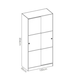 Armario puertas correderas Lupión en blanco brillo. Ancho 100 x fondo 50 x alto 204 cm.