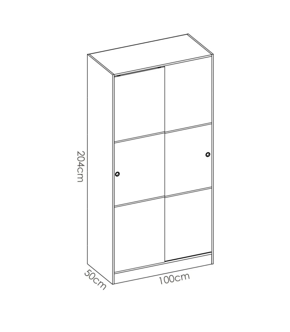 Armario puertas correderas Lupión en blanco brillo. Ancho 100 x fondo 50 x alto 204 cm.