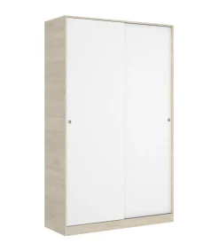 Armario puertas correderas Lupión en blanco brillo - natural. 204 cm(alto)120 cm(ancho)50 cm(largo)