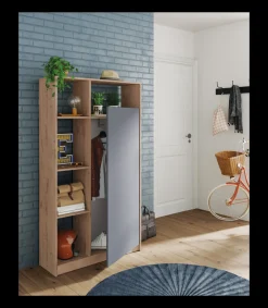 Armario Recibidor Neo acabado roble/gris, 187 cm(alto)100 cm(ancho)35 cm(fondo)