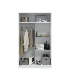 Armario ropero Arieta puertas correderas blanco artik y cemento. 200cm(alto) 120cm(ancho) 50cm(fondo).
