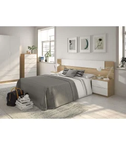 Armario ropero Berta 2 puertas 2 cajones acabado blanco/roble, 180 cm(alto)81 cm(ancho)52 cm(largo)
