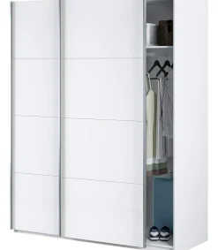 Armario ropero Cuya con dos puertas correderas acabado en blanco, 200cm(alto) 150cm(ancho) 60cm(largo)