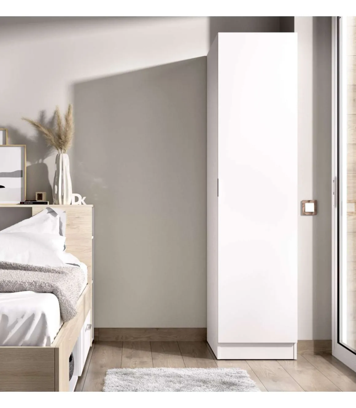Armario ropero 1 puerta Jaen en acabado Blanco 40.5 cm(ancho) 184 cm(altura) 52 cm(fondo)