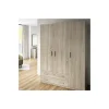 Armario ropero 3 puertas abatibles 2 cajones Lorena acabado Cambrian, 196cm(alto) 150cm(ancho) 50cm(largo)