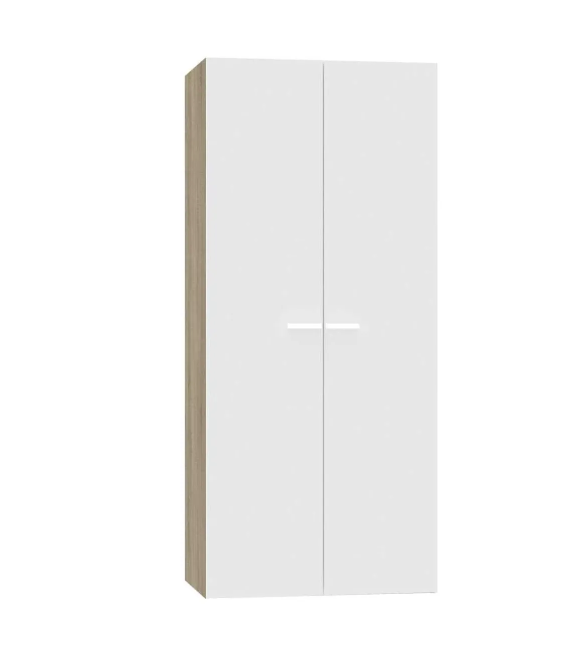 Armario ropero 2 puertas abatibles Tibet acabado roble cambrian/blanco, 79 cm(ancho) 180 cm(altura) 52 cm(fondo)