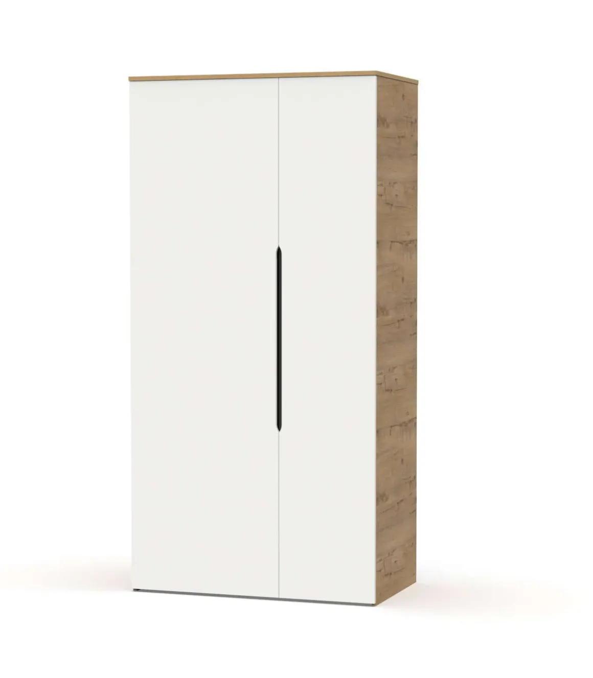 Armario ropero 2 puertas abatibles Noa acabado roble gold-blanco, 100cm(ancho) 200cm(altura) 57cm(fondo)