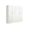 Armario ropero 4 puertas abatibles 2 cajones Lorena acabado blanco, 196cm(alto) 200cm(ancho) 50cm(largo)