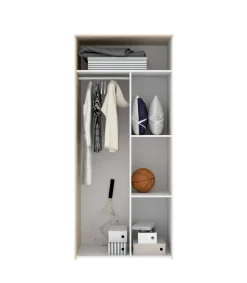 Armario ropero 2 puertas abatibles Santisteban blanco/natural, 205 cm(alto) 90 cm(ancho) 52 cm(largo)