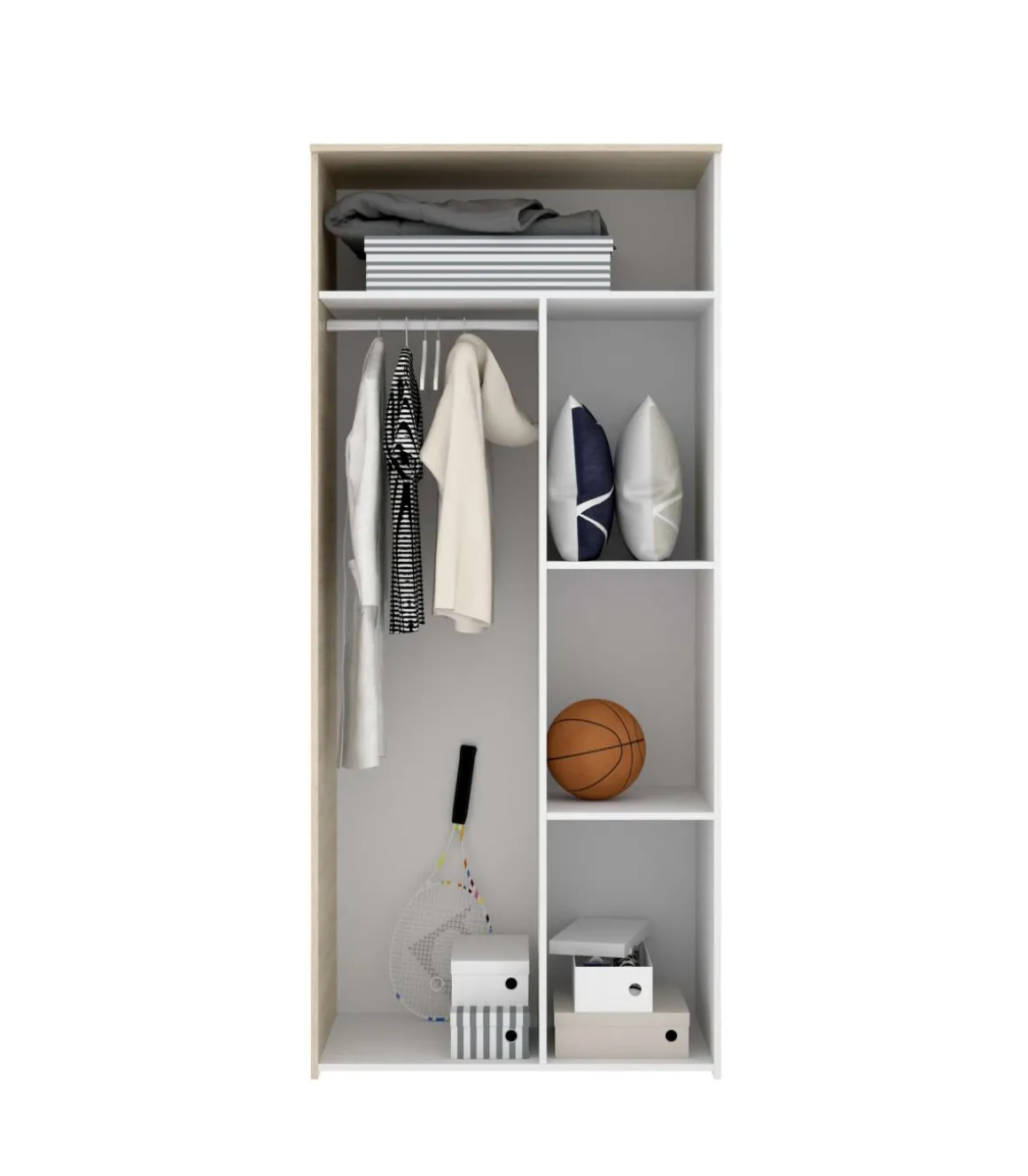 Armario ropero 2 puertas abatibles Santisteban blanco/natural, 205 cm(alto) 90 cm(ancho) 52 cm(largo)
