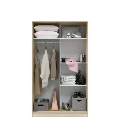 Armario ropero puertas correderas Plus Noon acabado roble combinado con blanco 200 cm(alto)120 cm(ancho)50 cm(largo)