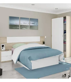 Armario ropero puertas correderas Plus Noon acabado roble combinado con blanco 200 cm(alto)120 cm(ancho)50 cm(largo)