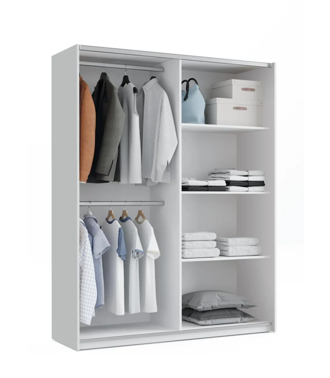 Armario ropero 2 puertas correderas Onix acabado blanco, 200 cm(alto)150 cm(ancho)62 cm(fondo)