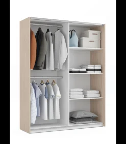 Armario ropero 2 puertas correderas Onix acabado roble aurora/blanco, 200 cm(alto)150 cm(ancho)62 cm(fondo)