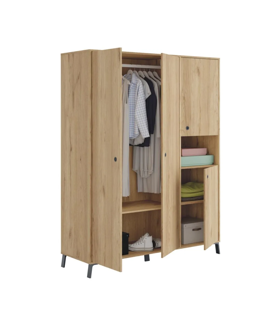 Armario ropero 4 puertas y hueco Camila 200 cm(alto)150 cm(ancho)55 cm(fondo)