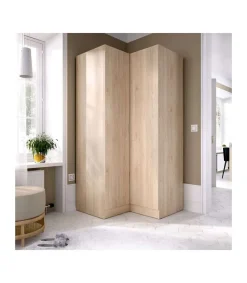 Armario ropero rincón puertas abatibles Jaén acabado natural, 184 cm(alto)90.5 cm(ancho)92.5 cm(largo)
