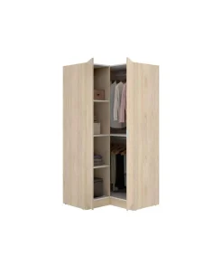 Armario ropero rincón puertas abatibles Jaén acabado natural, 184 cm(alto)90.5 cm(ancho)92.5 cm(largo)