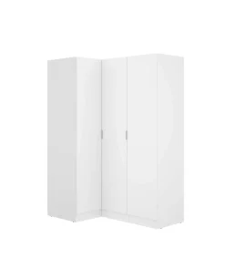 Armario ropero rincón puertas abatibles Jaén IV acabado blanco, 184 cm(alto)133 cm(ancho)90.5 cm(largo)