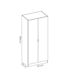 Armario ropero Sabiote con 2 puertas abatibles en blanco 184 cm(alto)81 cm(ancho)52 cm(largo)