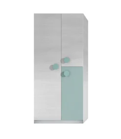 Armario ropero Violeta 3 puertas abatibles acabado blanco/verde acqua 200 cm(alto) 90 cm(ancho) 52 cm(fondo)