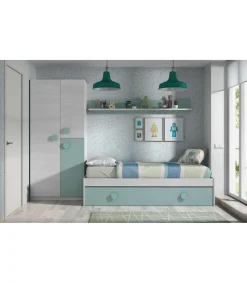 Armario ropero Violeta 3 puertas abatibles acabado blanco/verde acqua 200 cm(alto) 90 cm(ancho) 52 cm(fondo)
