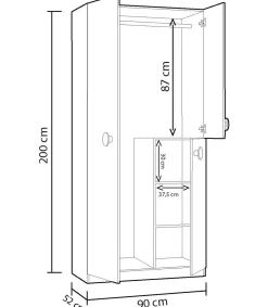 Armario ropero Violeta 3 puertas abatibles acabado blanco/verde acqua 200 cm(alto) 90 cm(ancho) 52 cm(fondo)