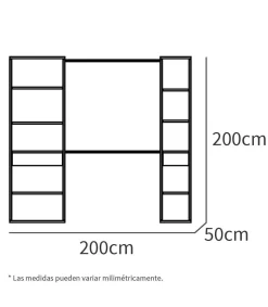 Armario vestidor Cloe acabado blanco 200 CM (ALTO) X 200 CM (ANCHO) X 50 CM (FONDO)