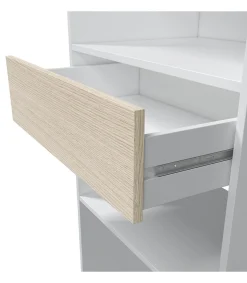 Armario vestidor Elfos con estantes y un cajón y 2 barras de colgar blanco roble 187 cm alto x 158 cm ancho x 40cm fondo.