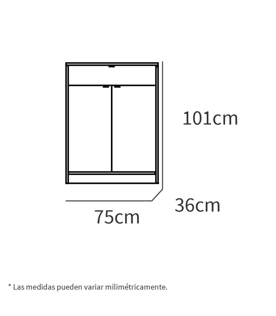 Armario zapatero Berlin en blanco brillo. 75 cm(ancho) 101 cm(altura) 36 cm(fondo)