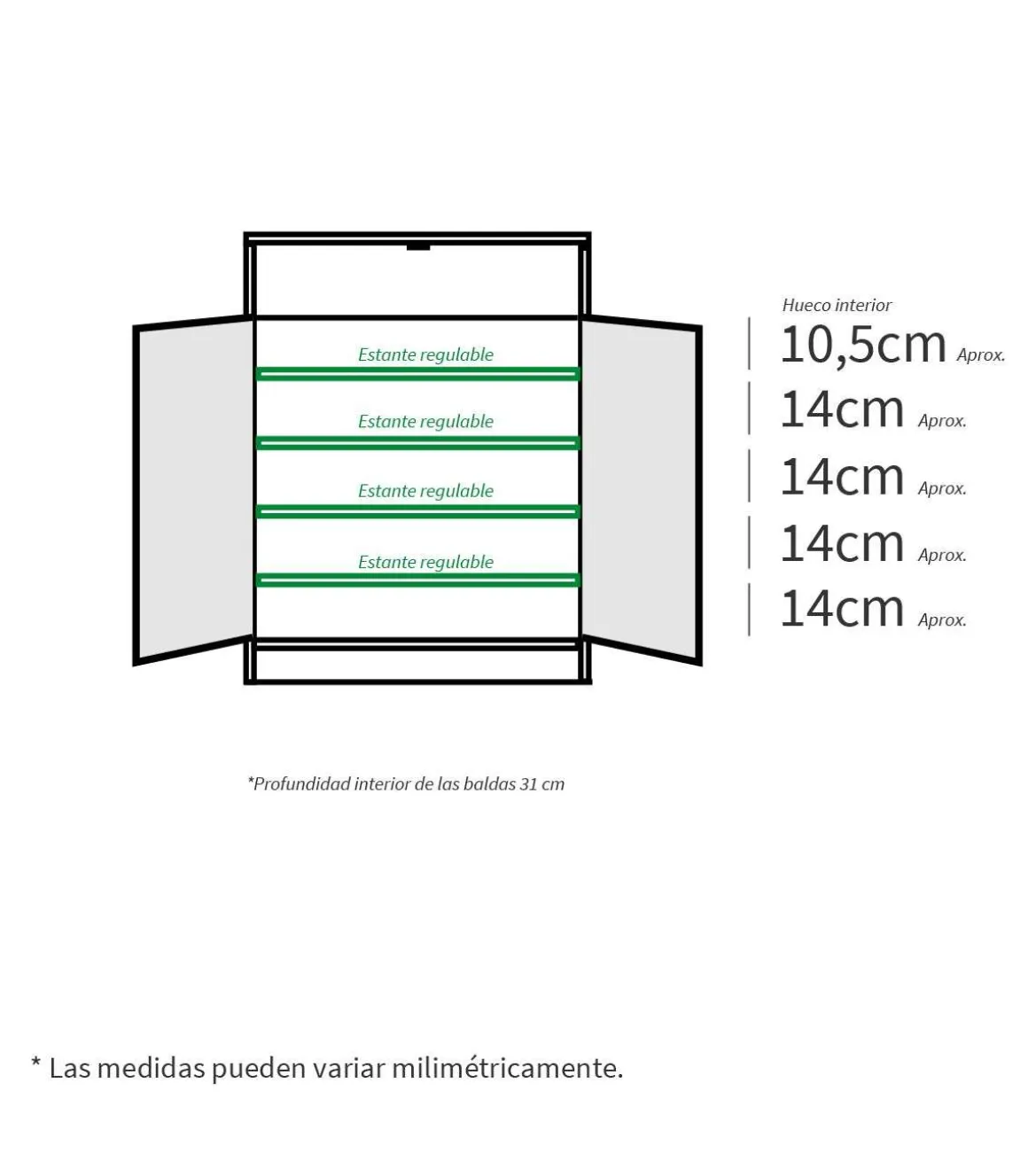 Armario zapatero Berlin en blanco brillo. 75 cm(ancho) 101 cm(altura) 36 cm(fondo)