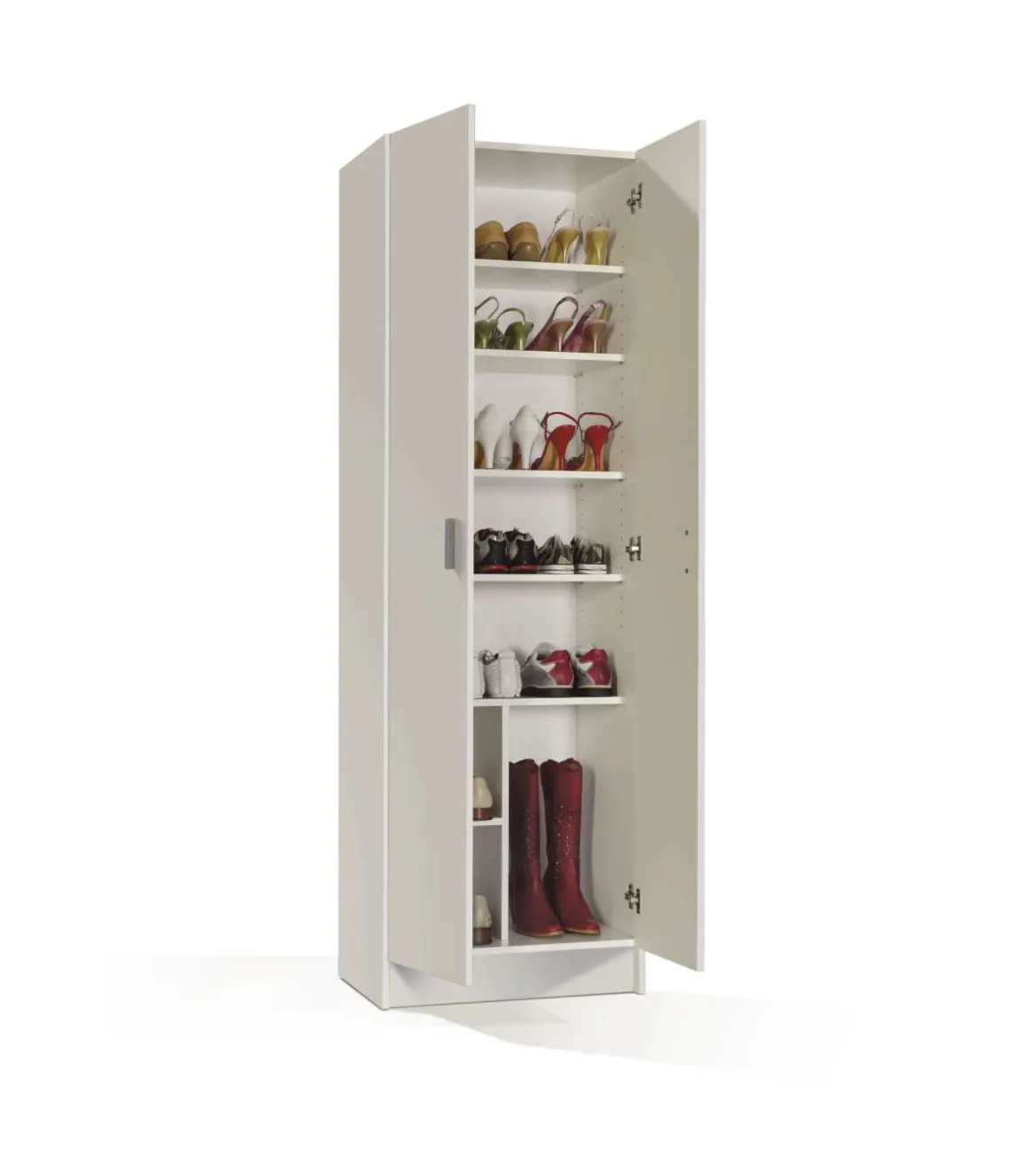 Armario zapatero Milan 2 puertas en acabado blanco 59 cm(ancho) 180 cm(altura) 37 cm(fondo)