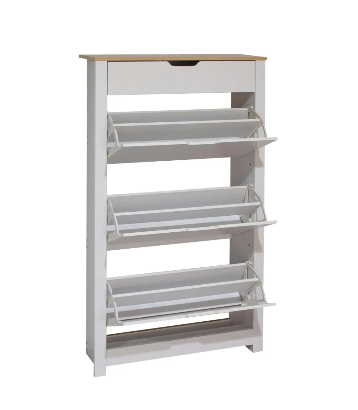Armario Zapatero 3 trampones 1 cajón acabado blanco 78cm(ancho) 140cm(altura) 24cm(fondo)