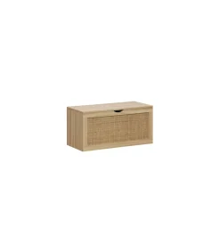 Baúl para dormitorio Decor acabado pino/rattan, 40cm(alto) 80cm(ancho) 40cm(fondo)