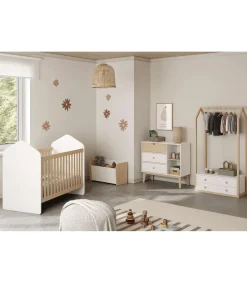 Baúl para dormitorio juvenil DYLAN acabado blanco/cera blanca, 42cm(alto) 70cm(ancho) 35cm(fondo)