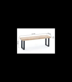 Banco Industrial Loft acabado roble honey/negro, 47cm(alto) 120cm(ancho) 34cm(fondo)