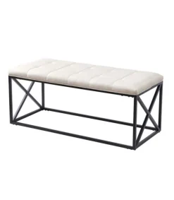 Banco tapizado para dormitorio modelo Barcelona acabado simil piel blanco 50 cm (alto)120 cm(ancho) 50 cm(fondo)
