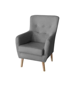 Butaca Granada tapizada en tela antimanchas gris. 74 cm(ancho) 96 cm(altura) 75 cm(fondo)