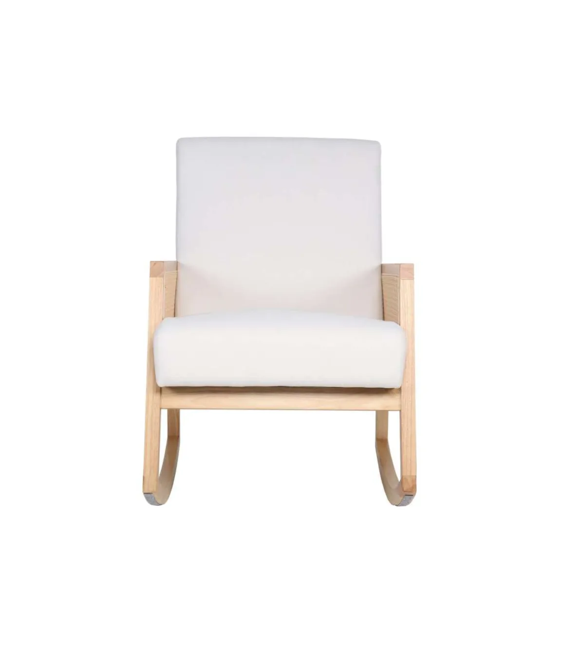 Butaca mecedora Julia microfibra crema / rattan / madera, 65cm(ancho) 98 cm(altura) 82 cm(fondo)