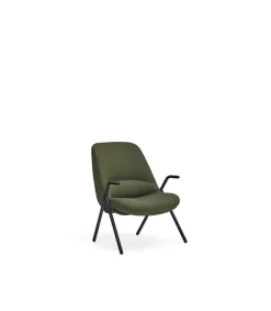 Butaca modelo Dins tapizada en tela color verde oscuro, 77cm(ancho) 77cm(alto) 83cm (largo)