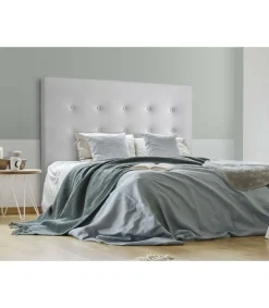 Cabecero Milan tapizado en polipiel blanco. 125 cm (alto), 160 cm (ancho), 7 cm (fondo).
