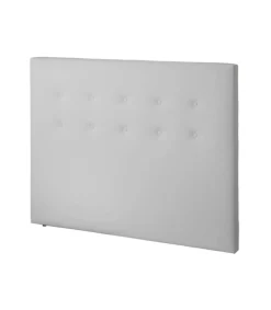Cabecero Milan tapizado en polipiel blanco. 125 cm (alto), 145 cm (ancho), 7 cm (fondo).