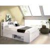 Cama compacta matrimonio Pozo Alcón-150 en blanco, 95cm(alto) 157cm(ancho) 219cm(largo)